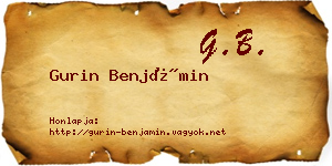 Gurin Benjámin névjegykártya